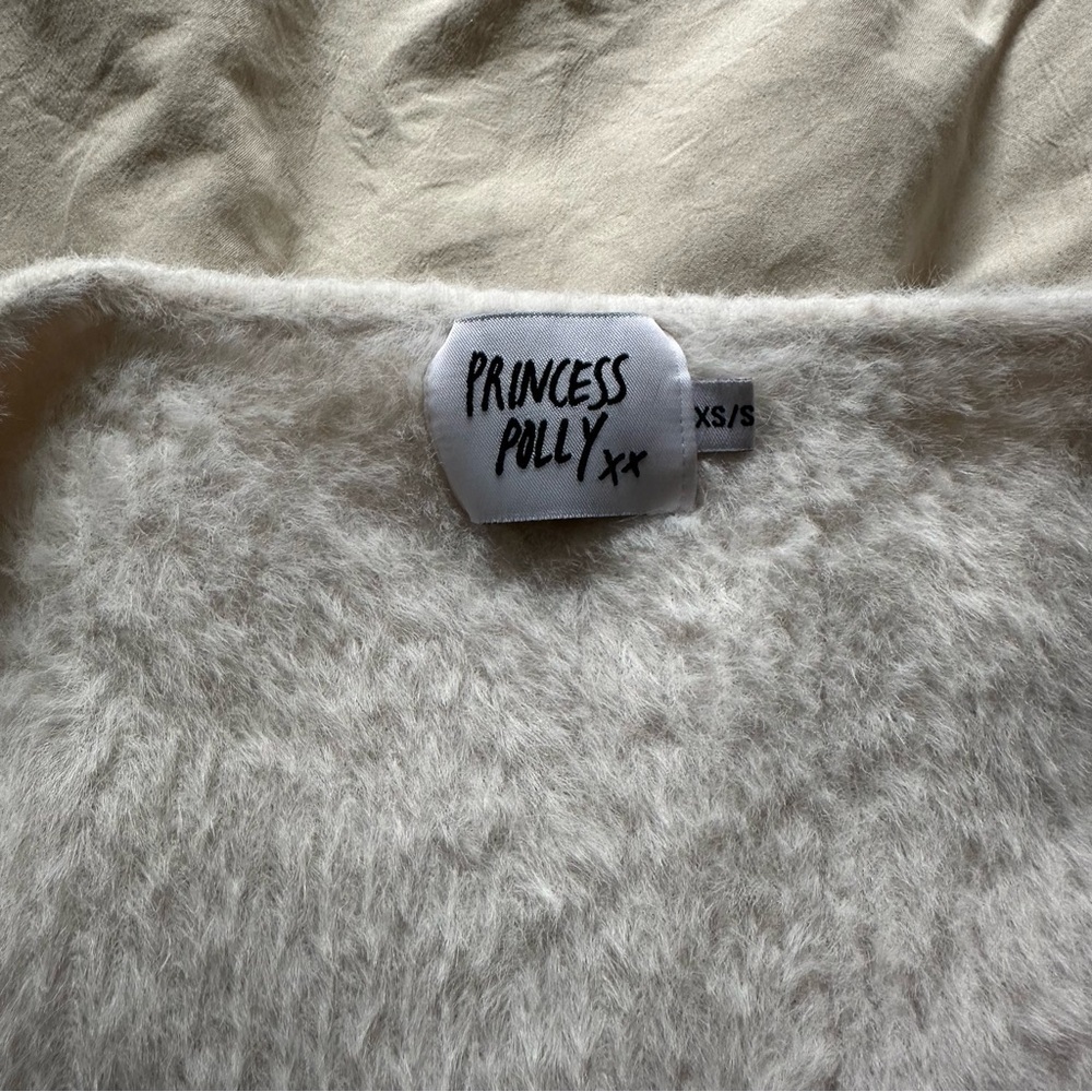 Princess Polly Esha Front Tie Fuzzy Top White XS/S - Picture 5 of 10
